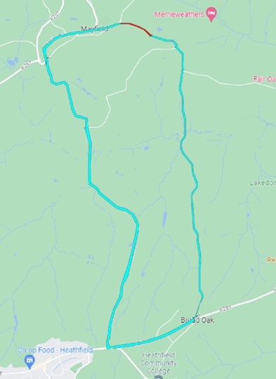 Map showing extent of works area and diversion route