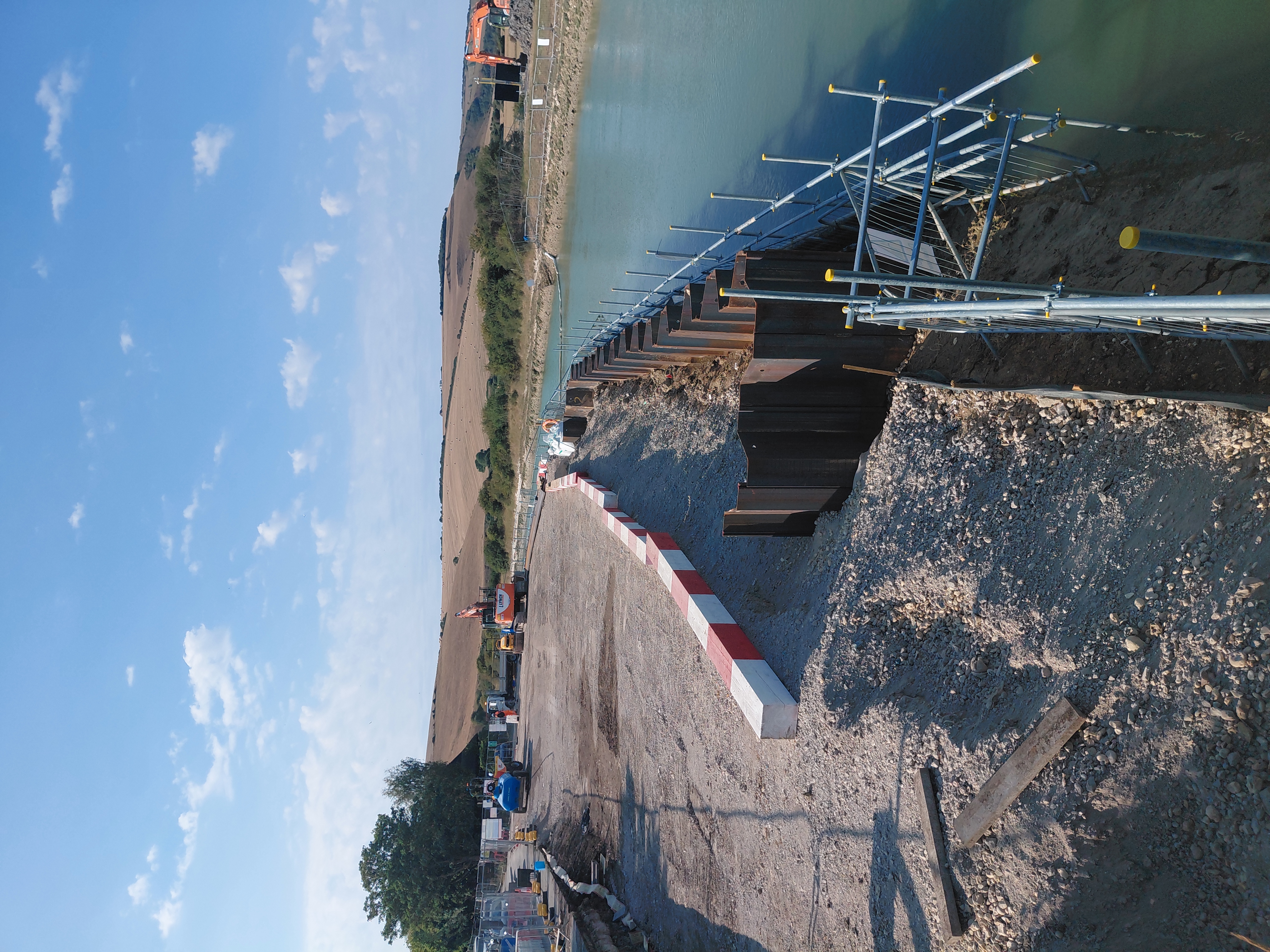 Piles on western embankment