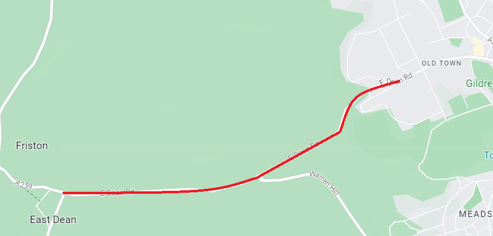 Map showing the extent of the closure as a red line from Gilberts Drive to Pashley Road