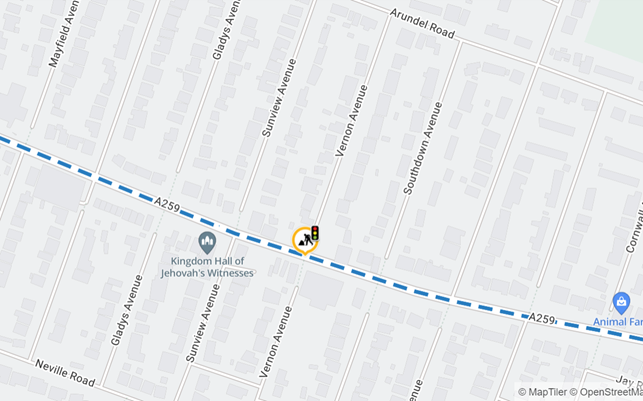 Map showing location of works area and diversion route