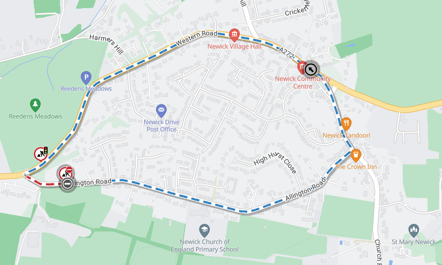 Map of works area and diversion route