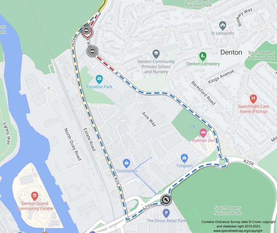 Map of works area and diversion route