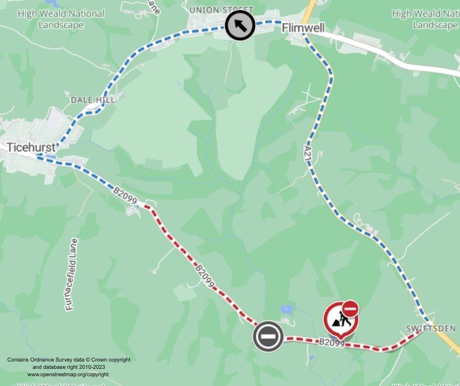 Map of works area and diversion route