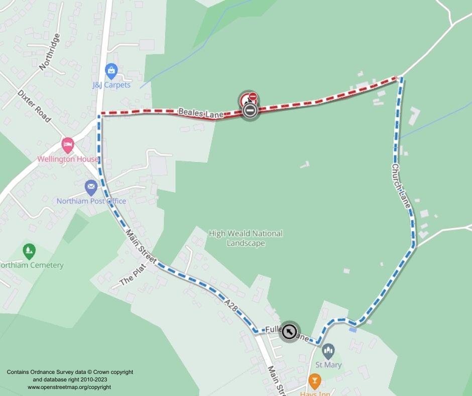 Map of works area and diversion route