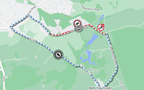 Map showing location of works area and diversion route

