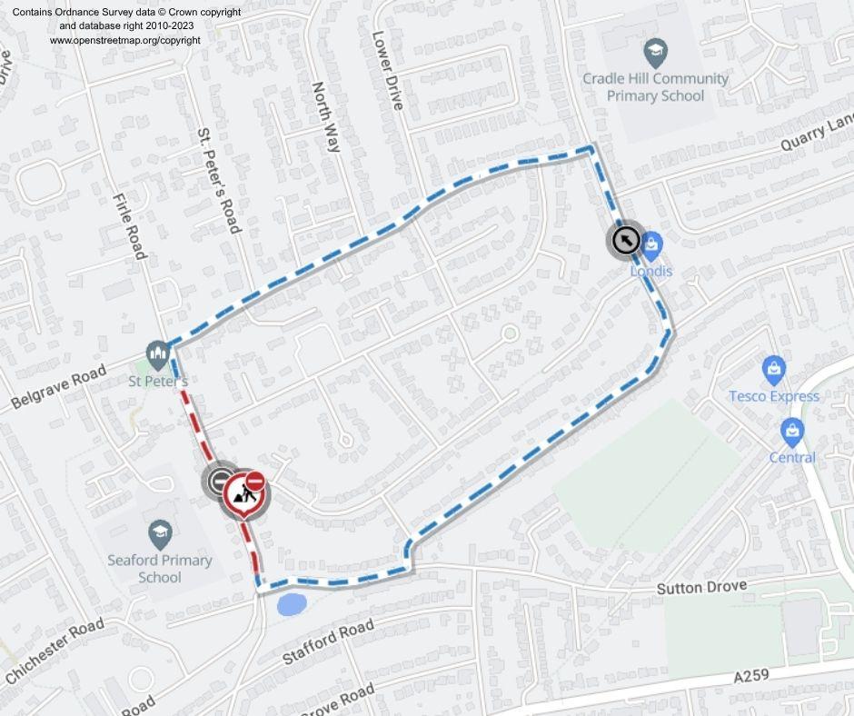 Map of works area and diversion route