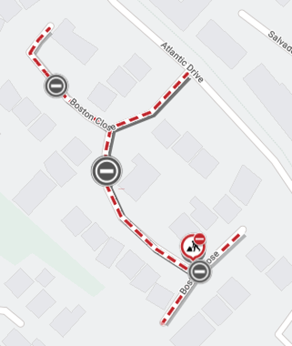 Map showing location of works area and diversion route