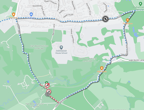 Map showing location of works area and diversion route

