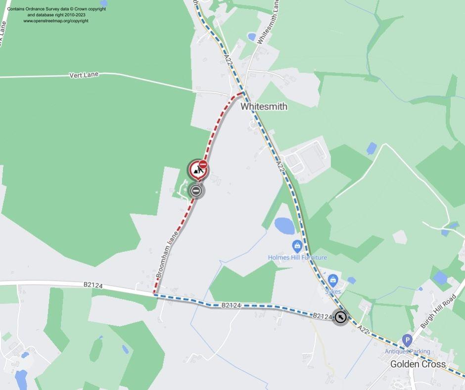 Map of works area and diversion route