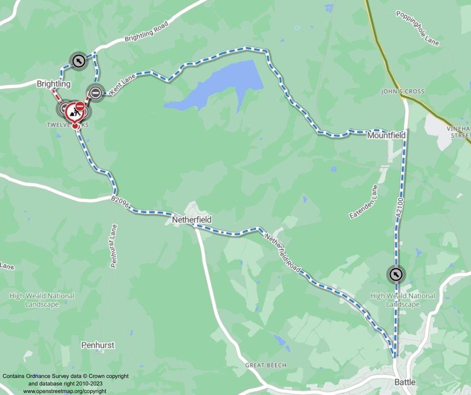 Map of works areas and diversion routes