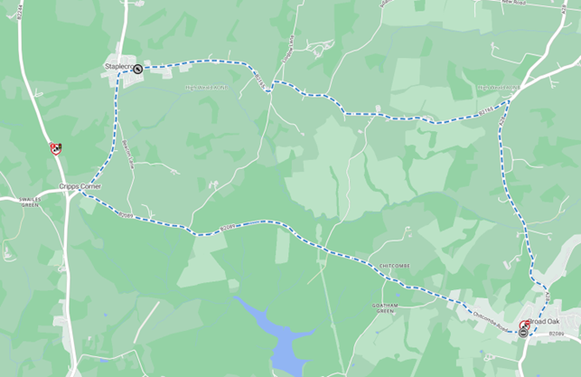 Map showing location of works area and diversion route