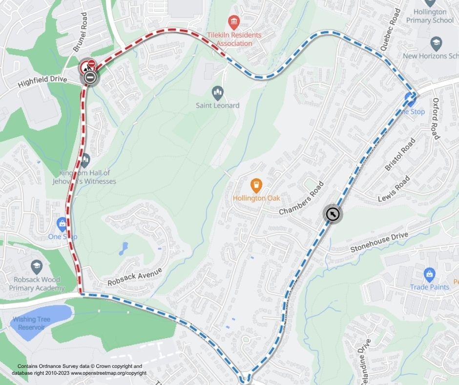 Map of works area and diversion route