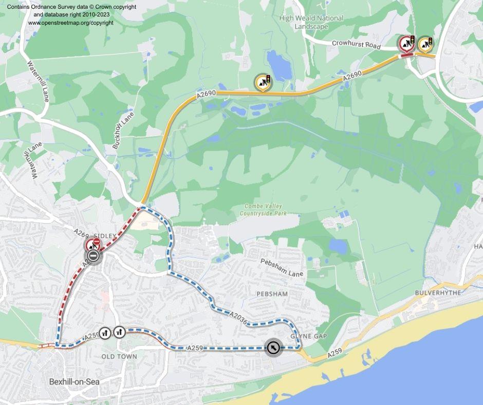 Map of works area and diversion route