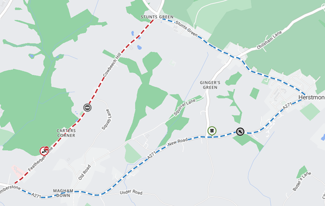 Map showing extent of work area and diversion route