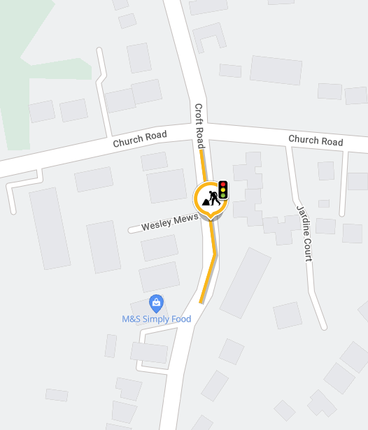 Map showing location of work from Church Road junction, continuing South for approximately 90 metres