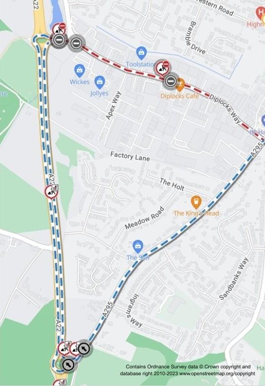 Map of works area and diversion route