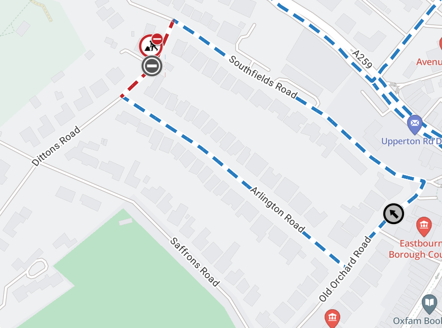 Map showing location of works area and diversion route