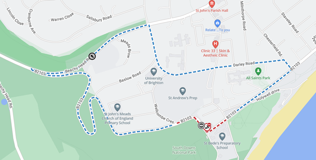 Map showing extent of works area and diversion route