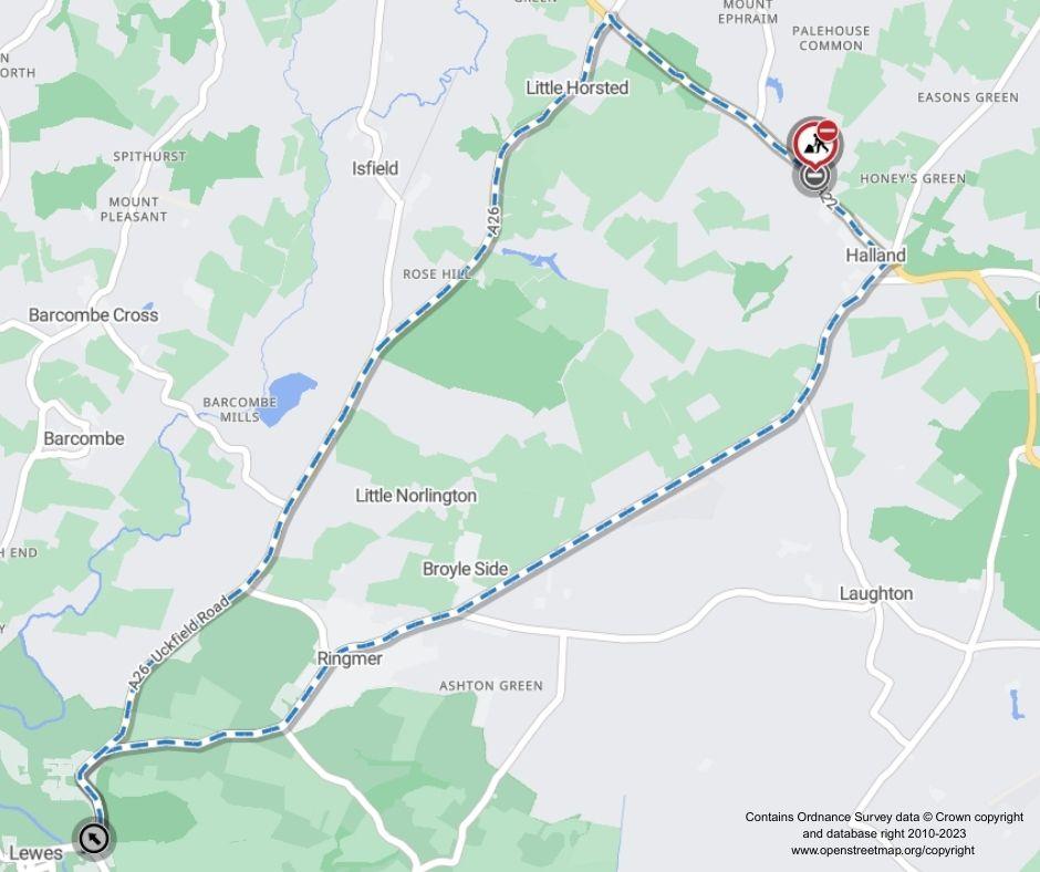 Map of works area and diversion route