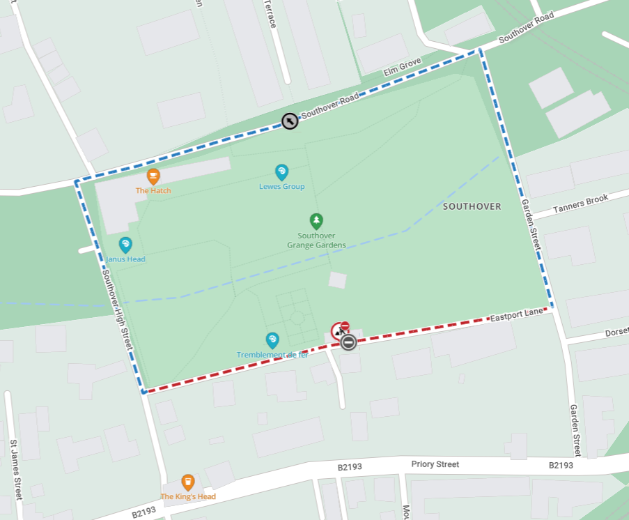 Map showing extent of works area and diversion route