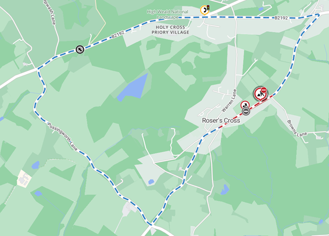 Map showing location of works area and diversion route