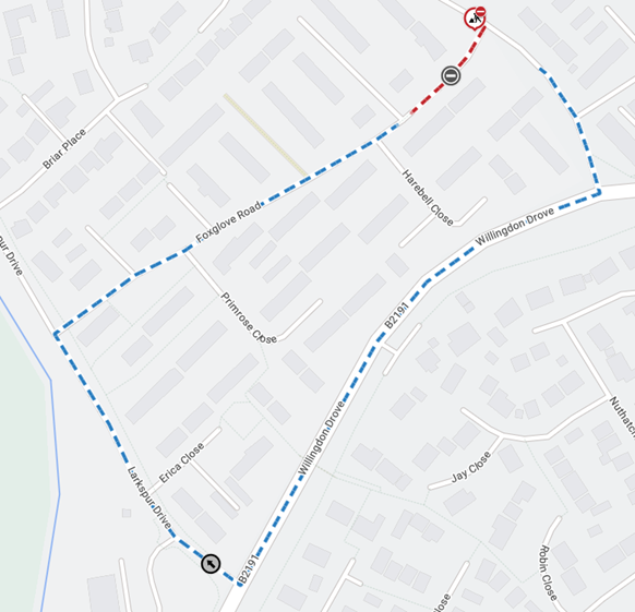 Map showing location of works area and diversion route