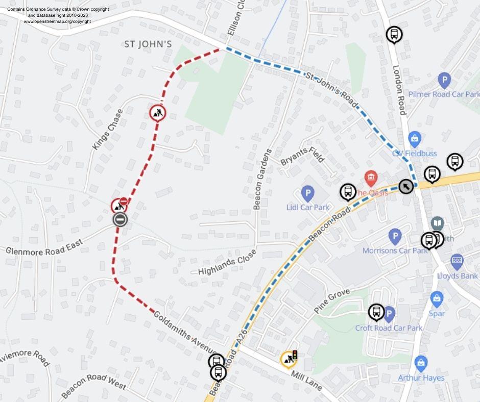Map of works area and diversion route