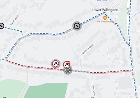 Map showing location of works and diversion route