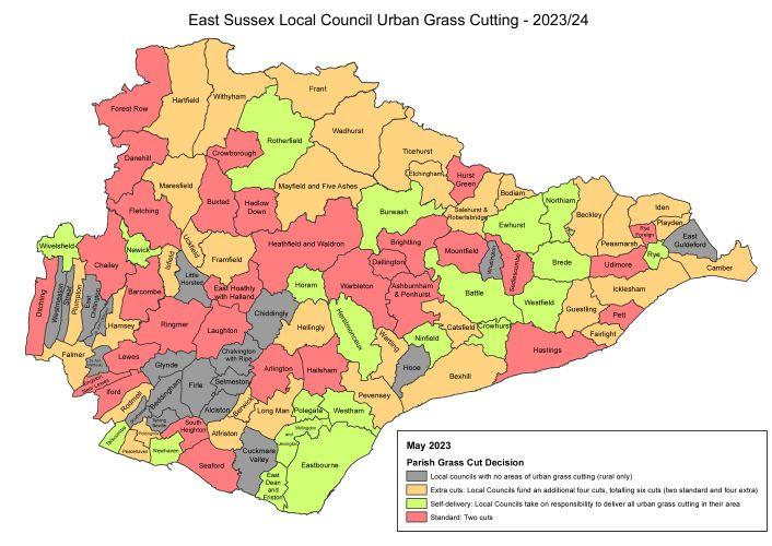 Urban grass cutting area map 2023 to 2024
