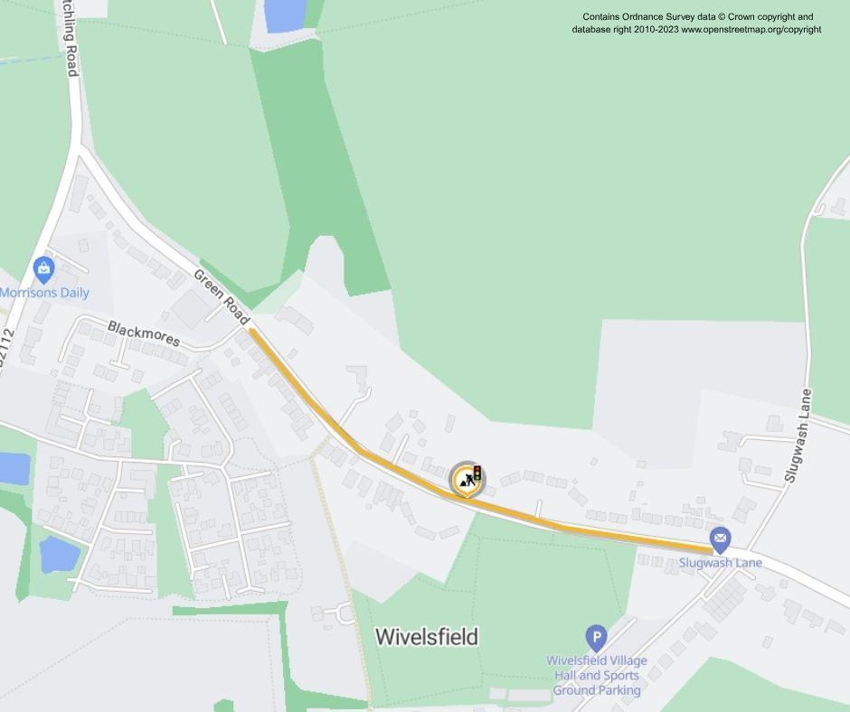 Map showing works area