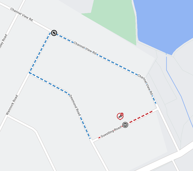 Map showing extent of works area and diversion route