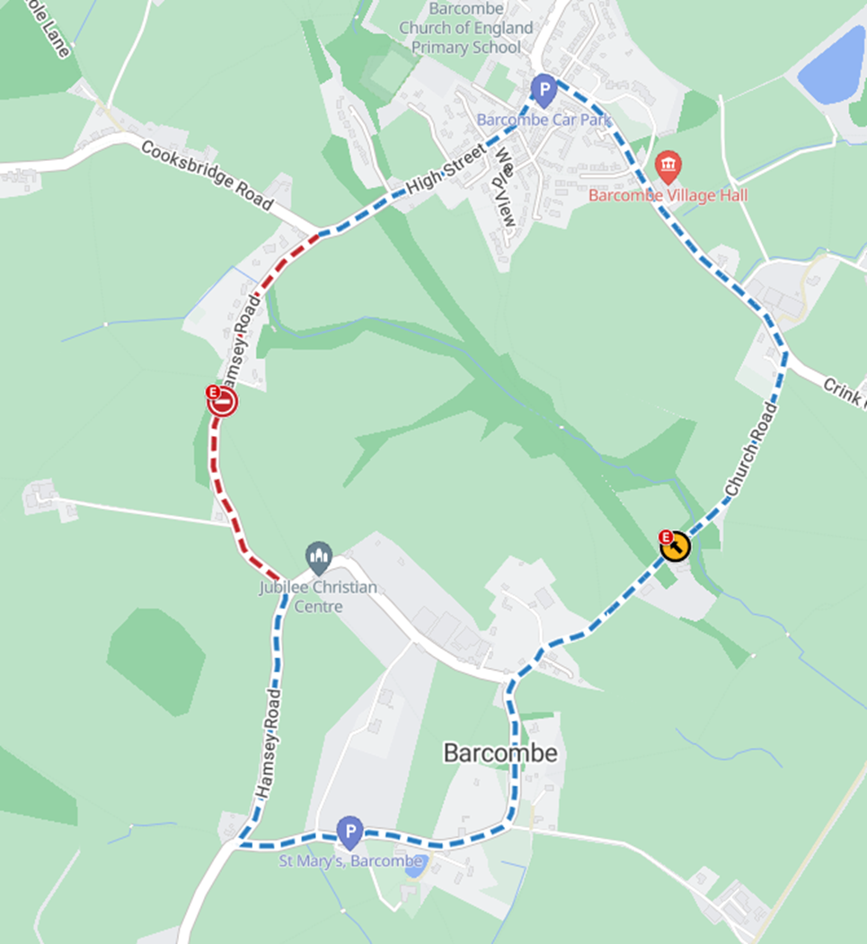 Map of works area and diversion route