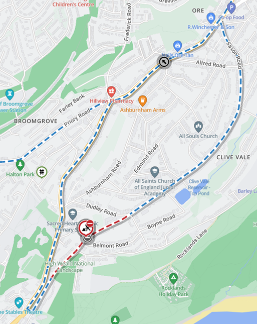 Map showing location of works area
