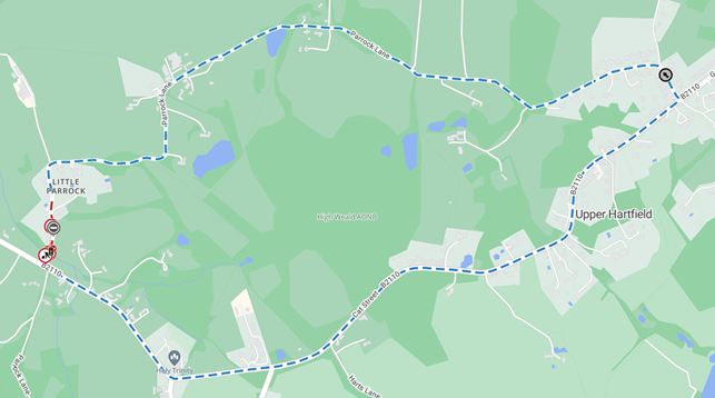 Map showing extent of works area and diversion route
