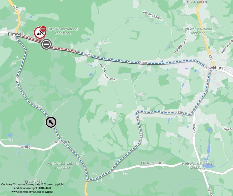 Map of works area and diversion route