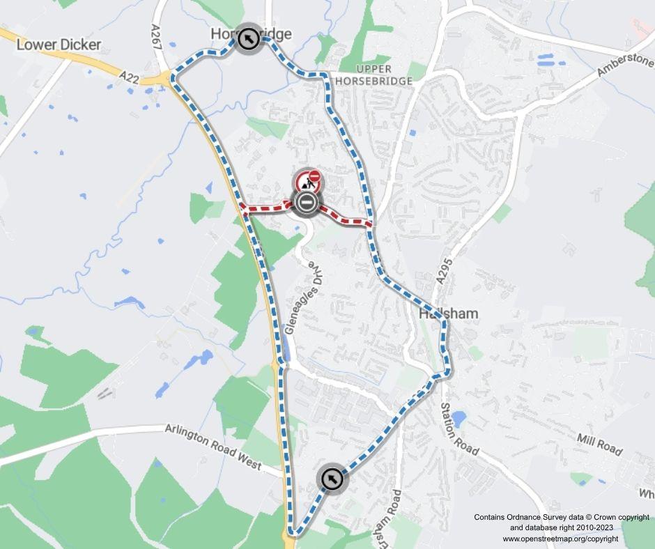 Map of work area and diversion route