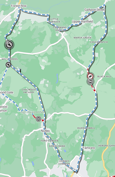 Map showing location of works area and diversion route