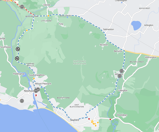 Map showing location of works area and diversion route