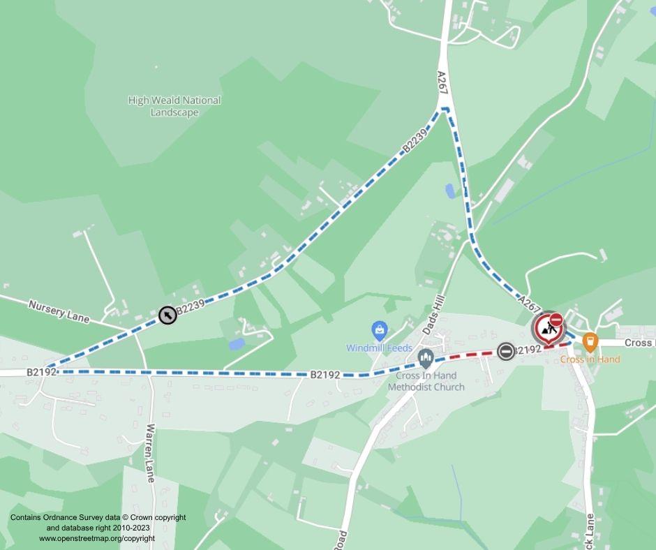 Map of works area and diversion route