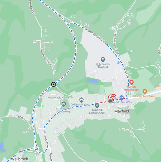 Mayfield Rd Map High Street, Mayfield - Patch Repairs | live.eastsussexhighways.com