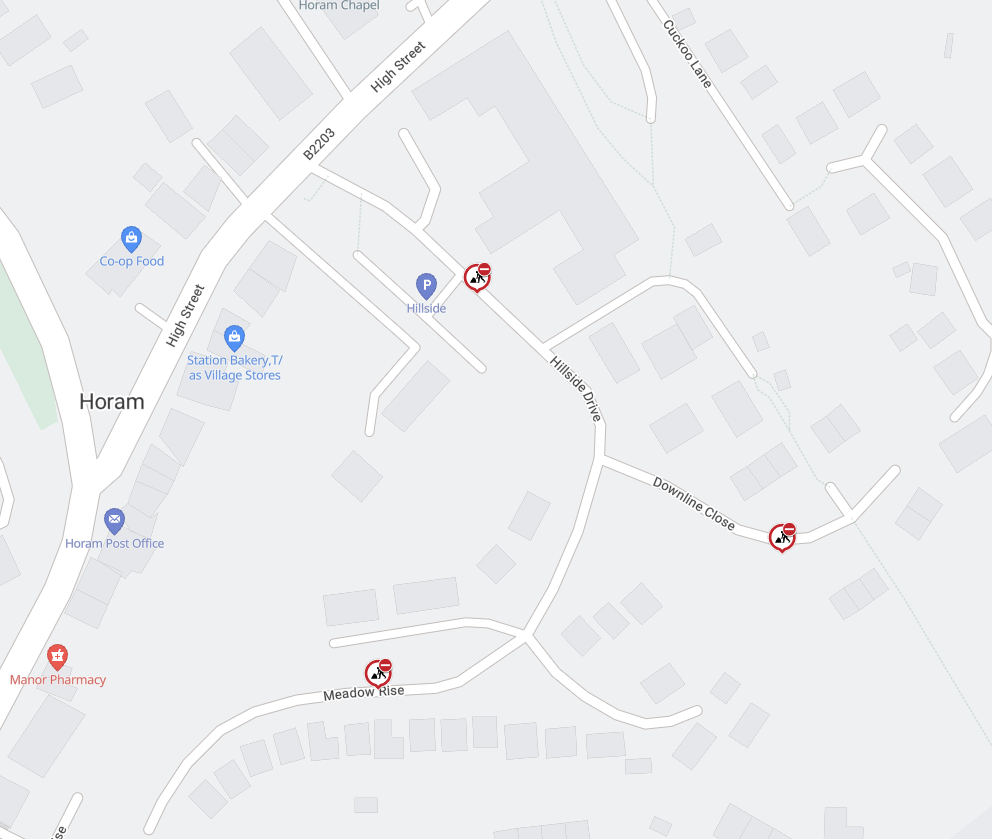 Map of work areas