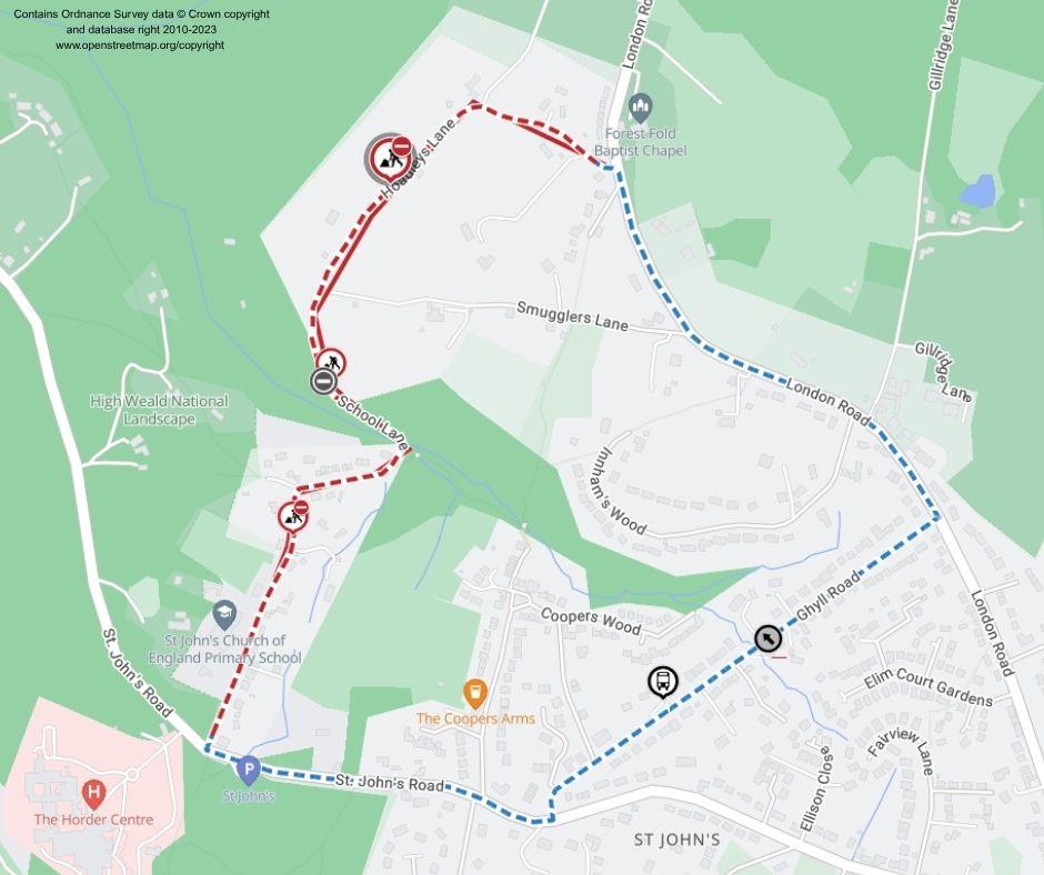 Map of works area and diversion route