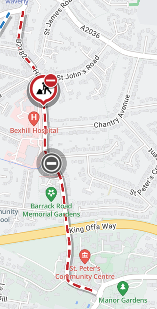 Map showing location of works area
