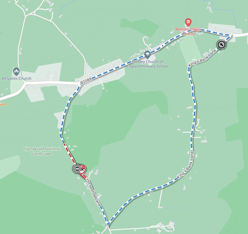 Map of work area and diversion route