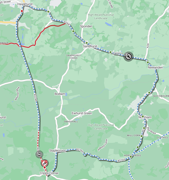 Map showing location of works area and diversion route