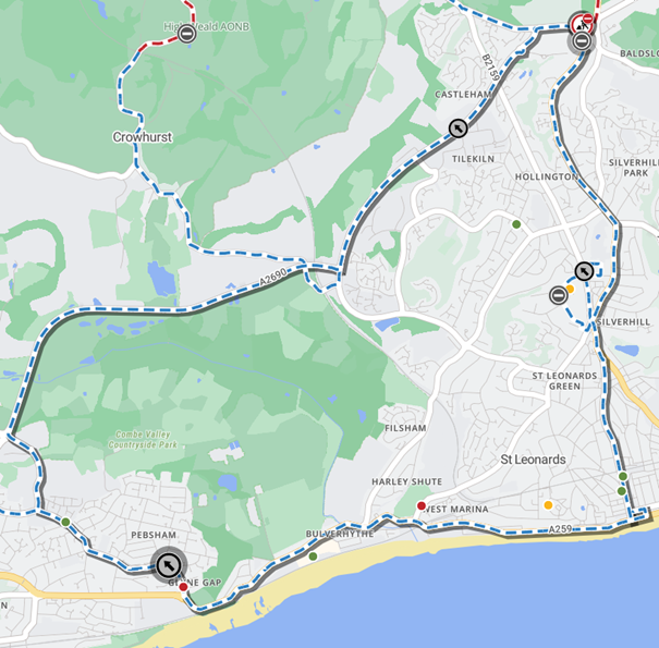 Map showing location of works area and diversion route