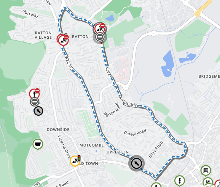 Map showing location of works area and diversion route

