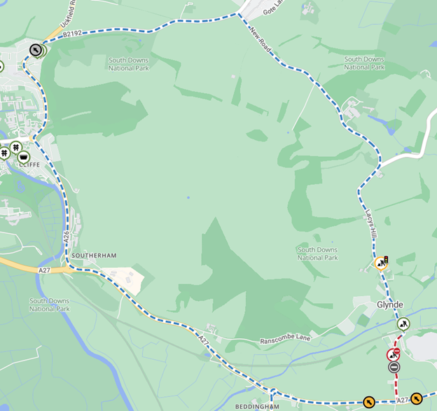 Map showing extent of works area and diversion route