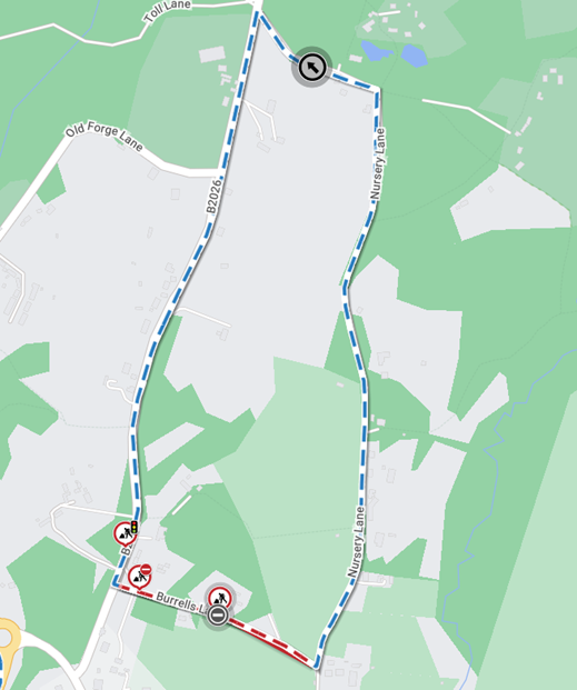 Map showing location of works area and diversion route