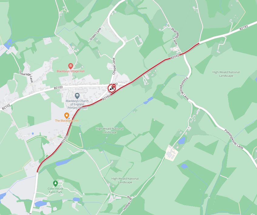 Map showing location of work area